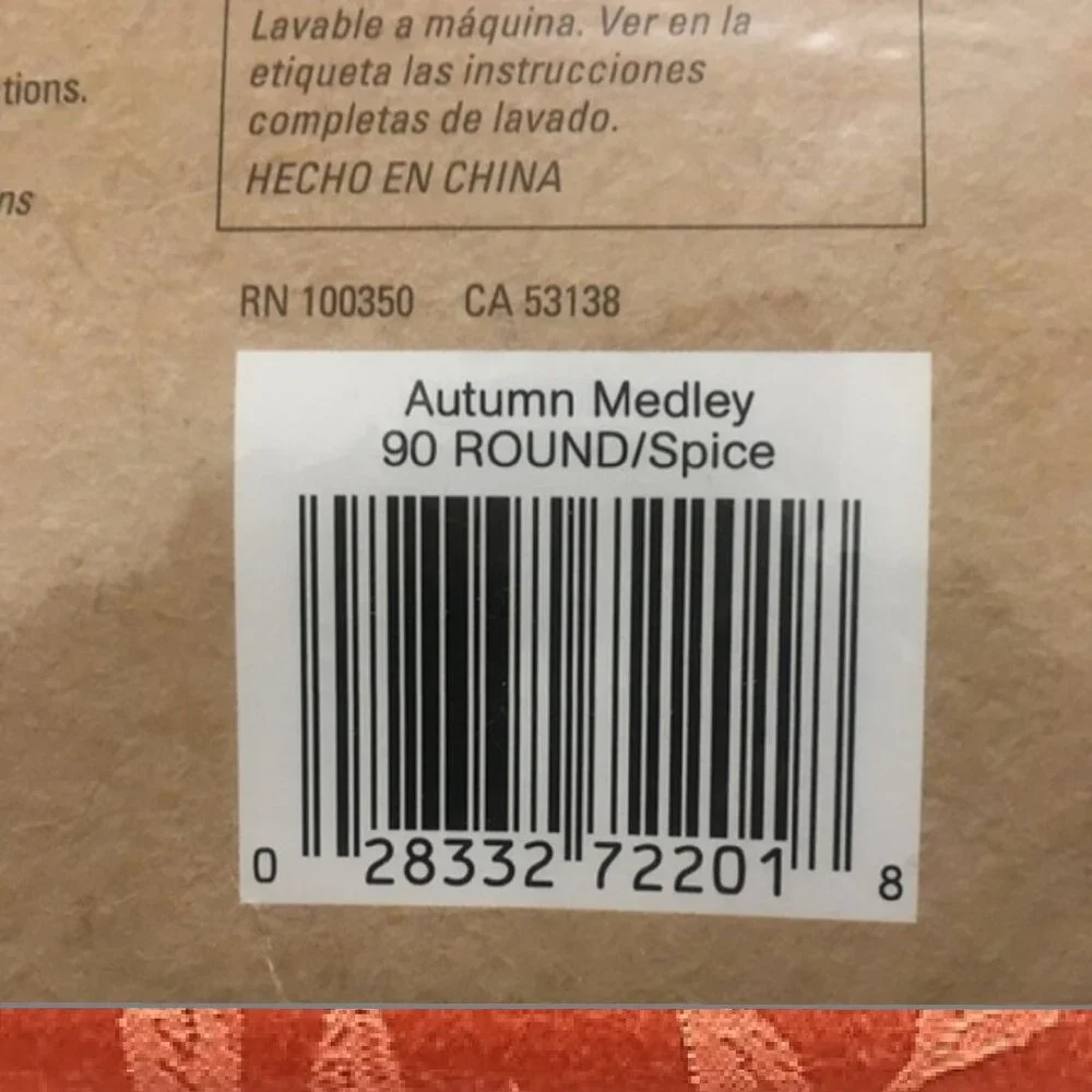 brand new Autumn Medley SPICE-colored Damask Fabric 90-inch ROUND Tablecloth